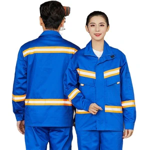 Factory Direct Customizable Men's Blue Polyester Cotton Reflective Work Uniforms New Safety Clothing Reflectors for Outdoor Work