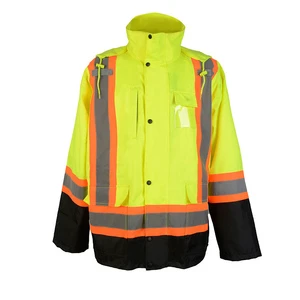 High Quality Cotton Long Sleeve Reflective Safety Jacket & Overalls Work Wear Uniform with Customized Logo LED Flash Waterproof