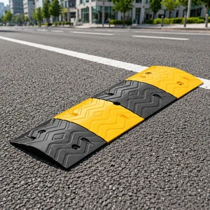Wholesale Recycled Rubber Yellow-Black High Visibility Speed Bumps 70mm Height for Industrial Roadway Safety