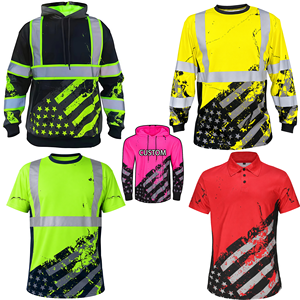 ANSI Class 3 Hi Vis Reflective Safety Hoodie American Flag Workwear Pullover Sweatshirt Polyester Warm High Visibility Hoodie