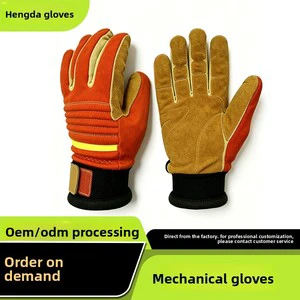 Suede Split-grain Leather Safety Work Gloves; Emergency Rescue Welding Industry Thickened Heat-resistant Gloves; Factory