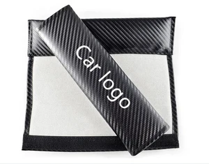 Shuntour Custom Car Logo ABS Plastic Polyester 2 Points Safety Belt Strap Seat Belt Cover Webbing Car Interior Accessories Black