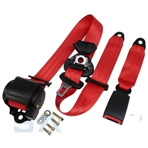 3-Point Retractable Car Seat Belt Full Set Steel Hardware Fixing Bolts School Bus Safety Belt
