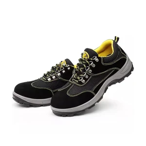 Safety Shoes Steel Toe Anti Smash Anti Puncture Tumbled Leather Breathable Mesh Industrial Construction Work Shoes for Men