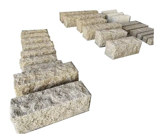 Yellow Granite Nature Split Curb Stone Customize Granite Curbs Outdoor Border