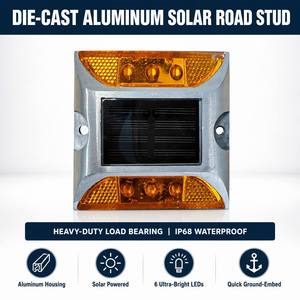 Solar LED Aluminum Traffic Safety Road Warning Light with IP68 Protection and Flashing Mode