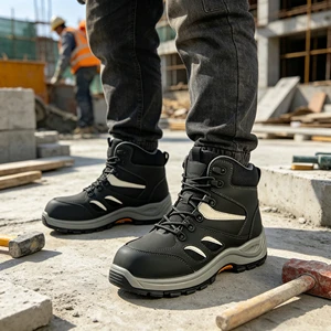 SOLID STONE CE High Top Industrial Safety Shoes for Men, Steel Toe Anti-Impact, Slip & Puncture Resistant Protective Labor Shoes