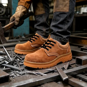 Men's Suede Leather Safety Work Shoes for Machinery Manufacturing Anti-smash Anti-puncture Anti-slip Wear-Resistant Safety Shoes