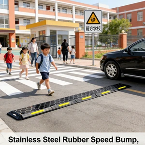 PHeavy-Duty Concrete and Metal Speed Bump for Industrial Road & Parking Traffic Control