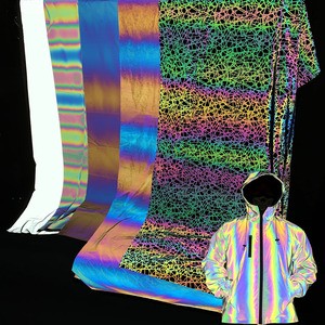 Custom Designs Hologram Printing Reflective Spandex Polyester Fabric For Clothing Material