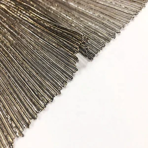 Reflective Pleated Metallic Lurex Tulle Knit Fabric Polyester for Party Dress