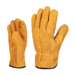 Heavy Duty Real Solid Goatskin Leather Anti Slip Abrasion Resistant Truck Driver Warehouse Work Safety Welding Gloves