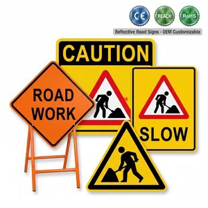 High Visibility Heavy Duty Reflective Sheeting Printable Custom Traffic Road Warning Sign for Municipal Construction Project OEM