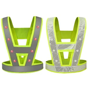 Reflective Vest with LED Flashing Lights-Safety Clothing for Night Riding Road Traffic Highway Sanitation Patrol