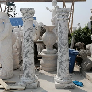 BLVE Modern Simple Design Garden Greek Decorative Natural Stone Columns White Cararra Marble Roman Pillar For House