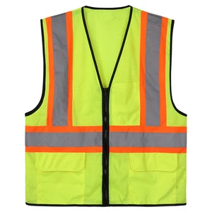Hi Vis Safety Vest Mesh Reflective Jacket With Pockets Construction Clothes