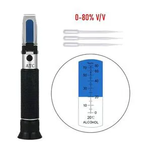 2025 High Quality Handheld 0-80% Baijiu Alcohol Meter Distilled Liquor Detector and Refractometer Factory Price Fast Delivery