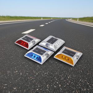 Solar Powered LED Cat Eye Road Stud Aluminum Pavement Marker IP68 Waterproof Traffic Warning Light
