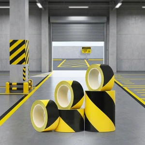 Heavy Duty PET Warning Tape Acrylic Pressure Sensitive Single Weather Resistant Floor Marking Hazard Tape for Warehouse