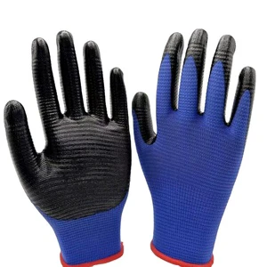 OEM/ODM EN388 Standard Working Gloves 13G U3 Polyester Shell Smooth Nitrile Palm Work Safety Gloves Cotton Gloves