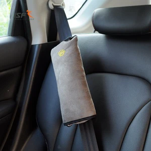Factory Direct 2-Point Car Safety Belt with Suede Cover Travel Nap Polyester Seat Neck Pillow Comfortable Car Seat Accessories
