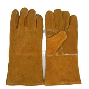 Men's 14 & 16 Inch Heat Insulation Cow Split Leather Safety Gloves Fire Resistant & Labor Protection