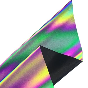 High Visibility Reflective Material Fabric Roll Durable TC Rainbow Reflective Fabric Pattern Textile for Fashion Clothing