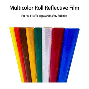 High Visibility PET Reflectante Cinta Reflectiva Reflector Type Roadway Safety Roll Vinyl Sticker Sheet Material Reflective Film