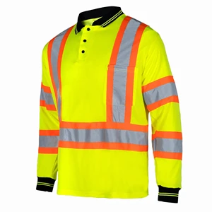 Hi Viz Polo Shirt Reflective Workwear Long Sleeve Polo Shirt Safety Wear Workwear for Men and Women Pro Reflective Polo Shirt