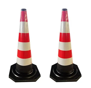 Rubber Engineer Grade Reflective Road Cone Model LZ-454 Road Management No Parking Post Warning Sign IP65 Protection Qingdao