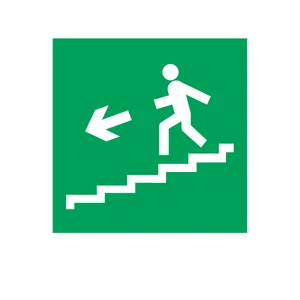 Emergency Stairs Left Traffic Sign 250x250mm Aluminum Material For Left Stairs Direction