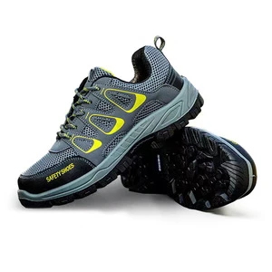 Men's Labor Protection Safety Shoes Anti-Impact Anti-Piercing Steel Toe Cap Breathable Mesh Upper Lightweight Canvas Shell