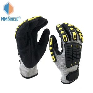 NMSHIELD ANSI A9 EN388 4544EP Hi-Yellow/Orange Nitrile Anti-Slip Cut Resistant Impact Glove Flexible Design Construction Use