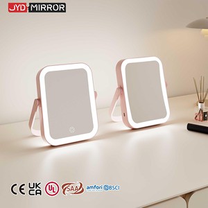 2X 3X 8X 10X Magnifying Panels Touch Sensor Switch Dimmable Travel Square Led Makeup Portable With Lights Pink Vanity Mirror