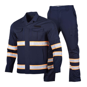 Safety Breathable Quick-drying Wear-resistant ANSI Class 1 EN ISO 20471 Hi-vis Reflective Strip LED Flash Navy Outdoor Work Suit