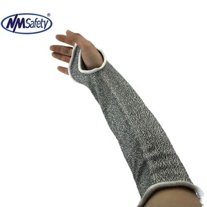 NMSAFETY Cut Resistant Level A4 HPPE Knit Thick Protection Arm Sleeves with Thumb Holes