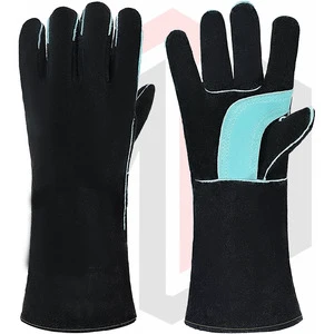 Leather Welding Gloves 11 oz Heat-Resistant Anti-Impact Anti-Vibration Breathable Safety MIG TIG Stick Bite-Resistant Animal