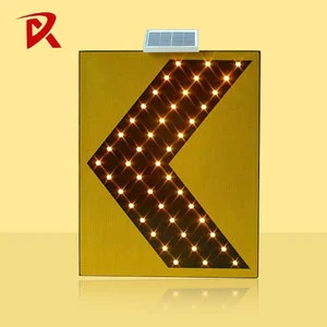 Customized Roadway Safety Solar Powered Yellow Flashing Enhancing 600*750mm Chevron Visibility Traffic Sign