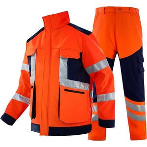 ANSI Class 2 Fleece Reflective LED Flash Safety Uniform Set High Visibility Summer Jacket Pants Highway Construction Guard