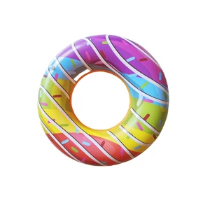 Cartoon PVC Inflatable 60-80cm Thick Swimming Rings Eco-Friendly Water Play Toys for Kids' Pool Donuts and Lifebuoys