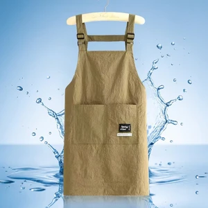 Factory Direct Wholesale Custom Logo Water Repellent Bib Apron Polyester Long Sleeve Chef Kitchen Cooking Work Apron Unisex