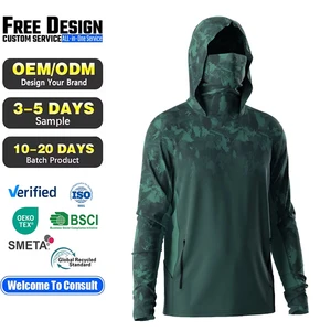 Custom Sublimation Print Upf50 Quick Dry Fishing Hoodie With Face Mask Long Sleeve Personalised Eco Friendly Spf Fishing Shirts