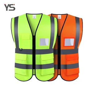 YS Custom Multi-Pocket High Visibility Safety Vest Reflective Work Vest for Construction, Traffic, Security
