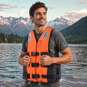Portable EPE Foam Adult Life Jacket 150N High Buoyancy Thick Oxford Fabric Professional Male Flotation Vest for Fishing Boats