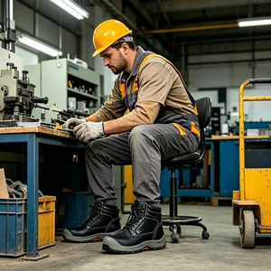 SOLID STONE Industrial Safety Shoes High Cut Leather Oil Resistant Slip Resistant Anti-static Work Shoes for Factory Batch Order