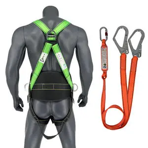 High Strength Adjustable Full Body Fall Arrest Harness Polyester Waist Belt with Lanyard Ring Work Height Safety Gear