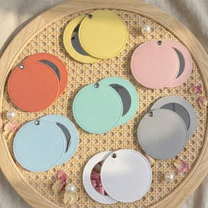 7 Colors Round PU Leather Portable Mini Makeup Mirror-Welcome Gifts Outdoor Ready To Ship Promotional Novelty Gift
