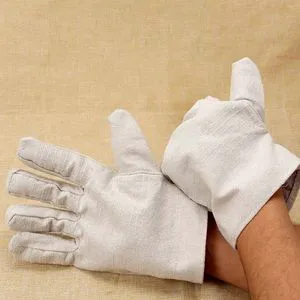 Canvas Welding Gloves 24 Stitch Double Layer Cotton Lined Wear Resistant For Construction Industry