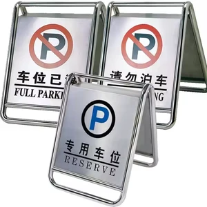 Portable Silver Stainless Steel Traffic Barriers Road Safety Parking Warning Signs Prohibiting Parking Foldable High-Intensity