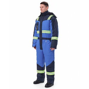 Insulated Nylon Hi Visibility Freezer Work Suit Windproof Waterproof Cold Storage Protective Clothing Reflective Tape Detachable